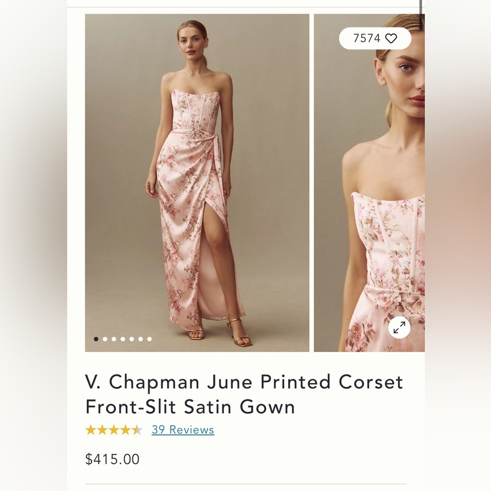 V Chapman The June Dress in Peach Tapestry